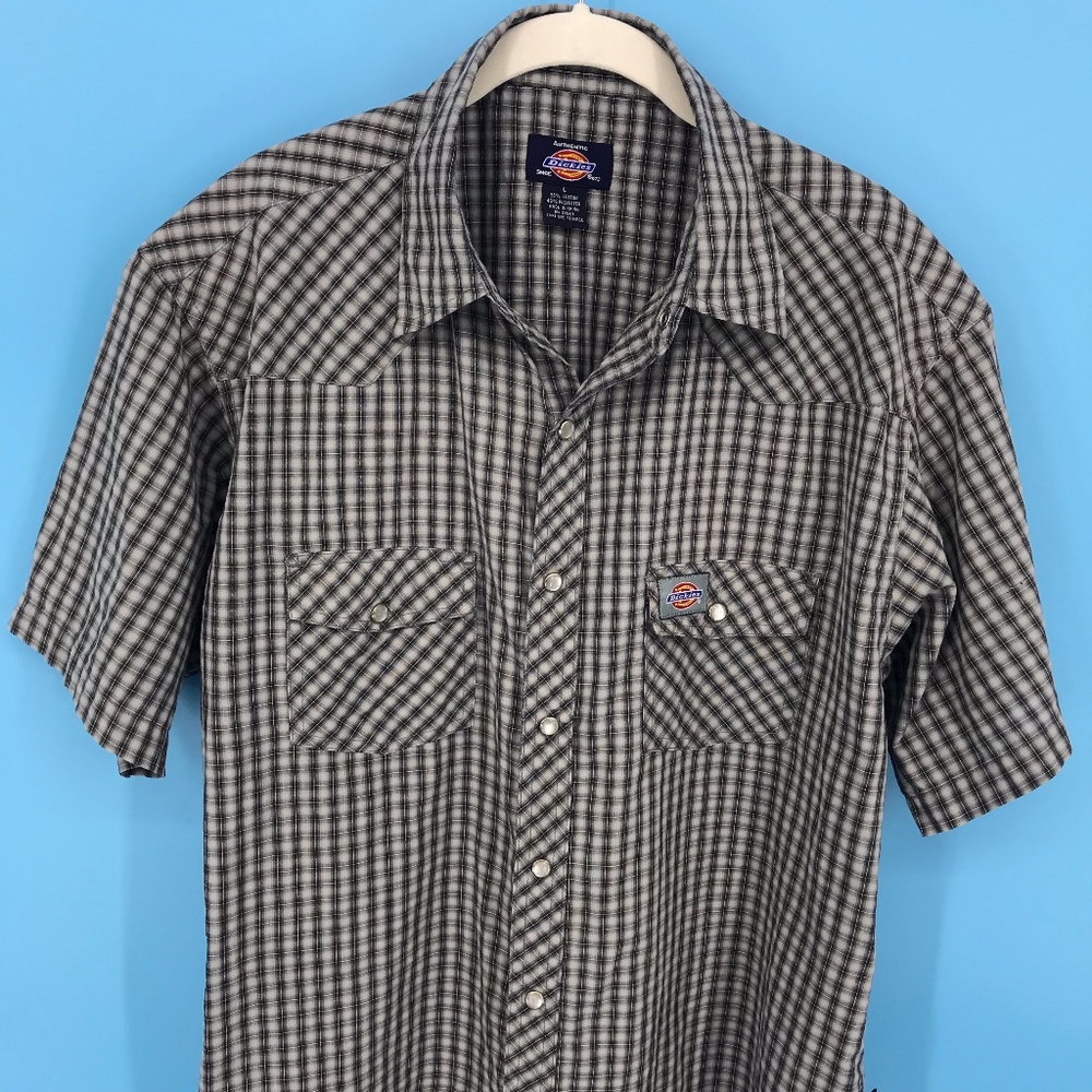 Dickies Grey Plaid Button Down
